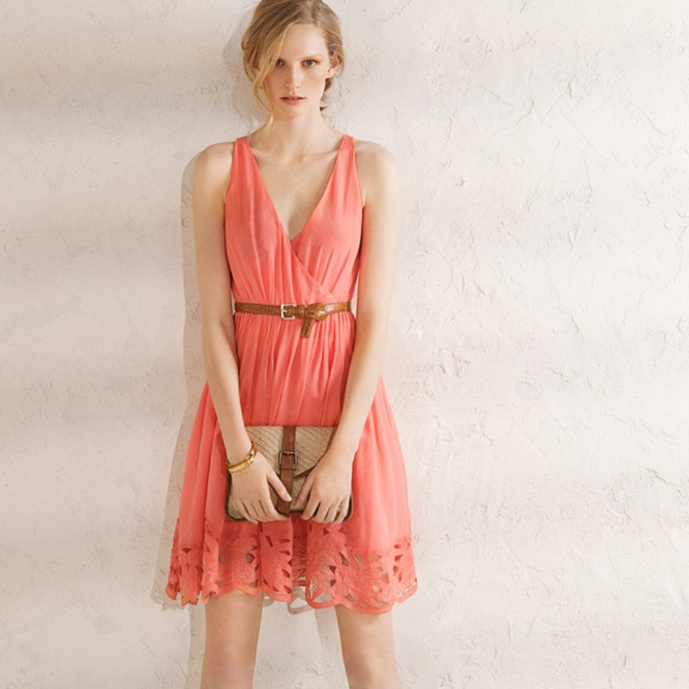 Massimo dutti silk blend coral sleeveless dress
